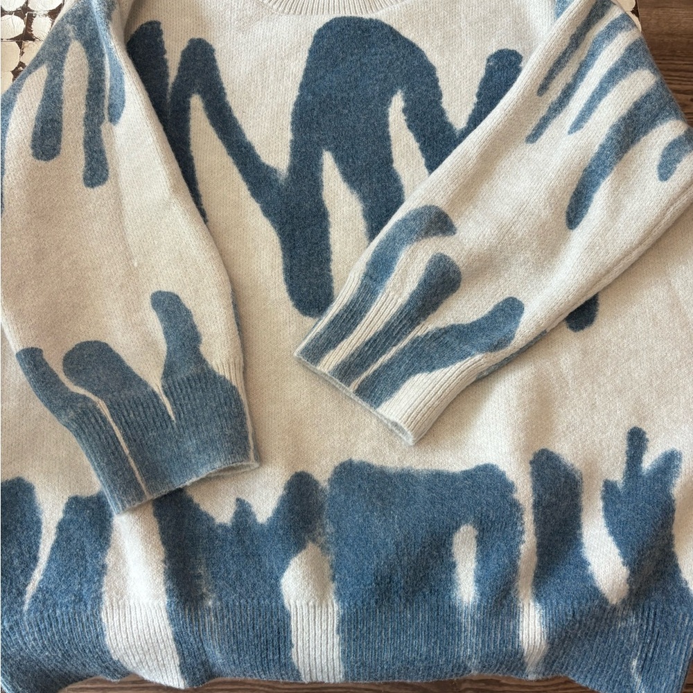 Abstract Blue and Cream Sweater